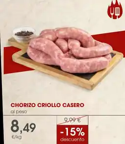 Supermercados Plaza Chorizo criollo casero oferta