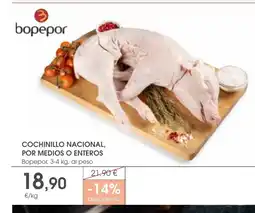 Supermercados Plaza Cochinillo nacional, por medios o enteros oferta