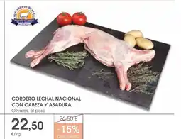Supermercados Plaza Cordero lechal nacional con cabeza y asadura oferta