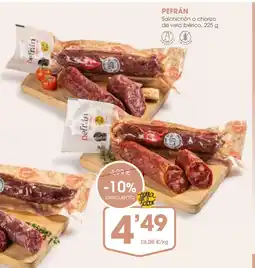 Supermercados Plaza PEFRÁN Salchichón o chorizo de vela ibérico oferta