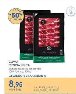 Supermercados Plaza COVAP ESENCIA ÚNICA Jamón de cebo de campo 100% ibérico oferta