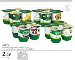 Supermercados Plaza ACTIVIA Bifidus original o zero desnatado 0% con trozos distintos sabores oferta