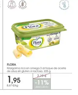 Supermercados Plaza FLORA Margarina rica en omega 3 al toque de aceite de oliva sin gluten ni lactosa oferta