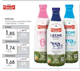 Supermercados Plaza PASCUAL leche entera, semidesnatada o desnatada oferta