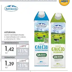 Supermercados Plaza ASTURIANA Leche semidesnatada o desnatada con calcio y vitamina D oferta