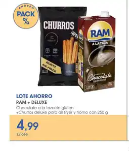 Supermercados Plaza RAM + DELUXE Chocolate a la taza sin gluten +Churros deluxe para air fryer y horno con oferta