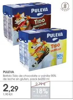 Supermercados Plaza PULEVA Batido Tido de chocolate o vainilla 90% de leche sin gluten oferta