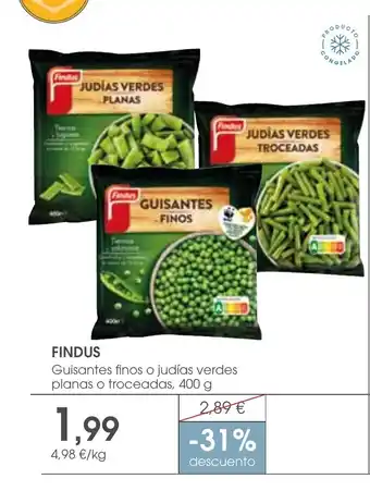 Supermercados Plaza FINDUS Guisantes finos o judías verdes planas o troceadas oferta