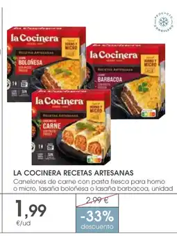 Supermercados Plaza LA COCINERA RECETAS ARTESANAS Canelones de carne con pasta fresca para horno o micro, lasaña boloñesa o lasaña barbacoa oferta