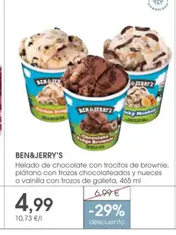 Supermercados Plaza BEN&JERRY'S Helado de chocolate con trocitos de brownie, plátano con trozos chocolateados y nueces oferta