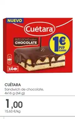 Supermercados Plaza CUÉTARA Sandwich de chocolate oferta