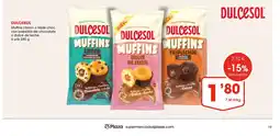 Supermercados Plaza DULCESOL Muffins choco o triple choc con pepeitas de chocolate o dulce de leche oferta