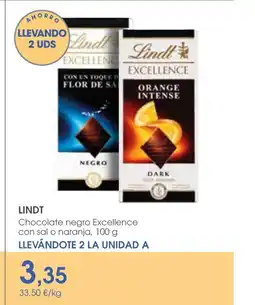 Supermercados Plaza LINDT Chocolate negro Excellence con sal o naranja oferta