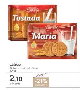 Supermercados Plaza CUÉTARA Galletas maría o tostada oferta