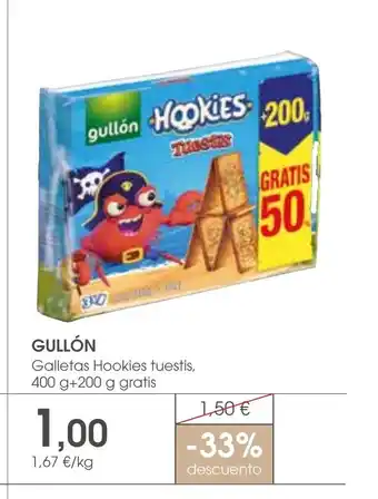 Supermercados Plaza GULLÓN Galletas Hookies tuestis oferta