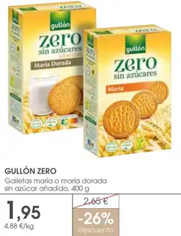 Supermercados Plaza GULLÓN ZERO Galletas maría o maría dorada sin azúcar añadido oferta
