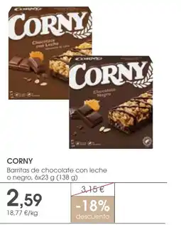 Supermercados Plaza CORNY Barritas de chocolate con leche o negro oferta