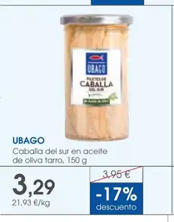 Supermercados Plaza UBAGO Caballa del sur en aceite de oliva tarro oferta