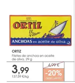 Supermercados Plaza ORTIZ Filetes de anchoa en aceite de oliva oferta