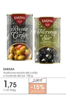 Supermercados Plaza SARASA Aceitunas receta del cortijo o morenas del sur oferta