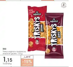 Supermercados Plaza RISI Triskys original o barbacoa snack sin gluten oferta