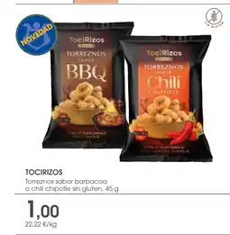 Supermercados Plaza TOCIRIZOS Torreznos sabor barbacoa o chili chipotle sin gluten oferta