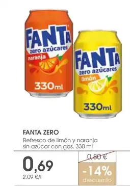 Supermercados Plaza FANTA ZERO Refresco de limón y naranja sin azúcar con gas oferta