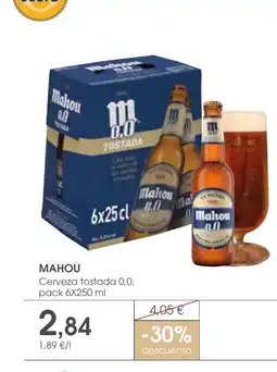 Supermercados Plaza MAHOU Cerveza tostada 0,0 oferta