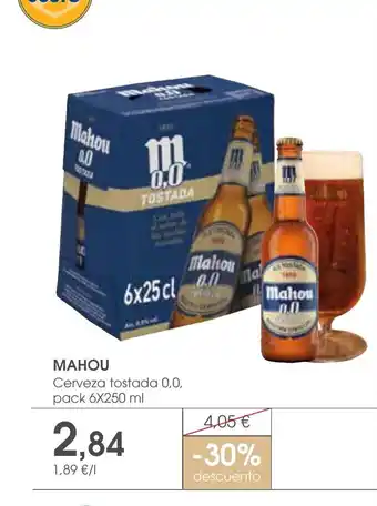 Supermercados Plaza MAHOU Cerveza tostada 0,0 oferta