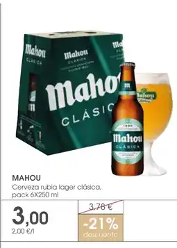 Supermercados Plaza MAHOU Cerveza rubia lager clásica oferta