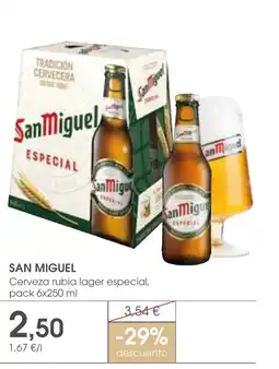 Supermercados Plaza SAN MIGUEL Cerveza rubia lager especial oferta