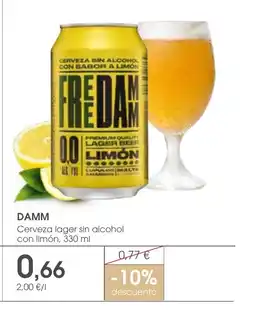 Supermercados Plaza DAMM Cerveza lager sin alcohol con limón oferta