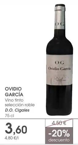 Supermercados Plaza OVIDIO GARCÍA Vino tinto selección roble D.O. Cigales oferta