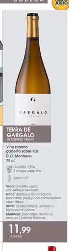 Supermercados Plaza TERRA DE GARGALO Vino blanco godelllo sobre lías D.O. Monterrei oferta