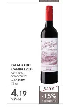 Supermercados Plaza PALACIO DEL CAMINO REAL Vino tinto tempranillo D.O. Rioja oferta