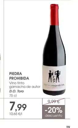 Supermercados Plaza PIEDRA PROHIBIDA Vino tinto garnacha de autor D.O. Toro oferta