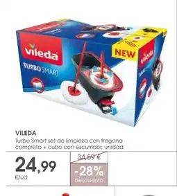 Supermercados Plaza VILEDA Turbo Smart set de limpieza con fregona completa + cubo con escurridor, unidad oferta