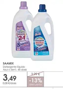 Supermercados Plaza SAAMIX Detergente líquido Azul o 2en1, 45 dosis oferta