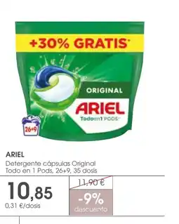 Supermercados Plaza ARIEL Detergente cápsulas Original Todo en 1 Pods, 26+9, 35 dosis oferta
