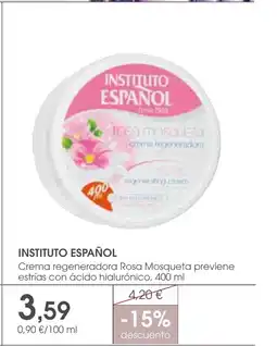 Supermercados Plaza INSTITUTO ESPAÑOL Crema regeneradora Rosa Mosqueta previene estrías con ácido hialurónico oferta