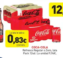 Hiperber COCA-COLA Refresco Regular o Zero, lata Pack 12ud oferta