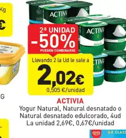 Hiperber ACTIVIA Yogur Natural, Natural desnatado o Natural desnatado edulcorado, 4ud oferta