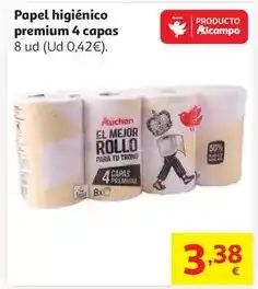 Alcampo Auchan - papel higiénico premium 4 capas oferta