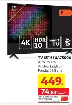 Alcampo Samsung - tv 65 65ua75006 oferta