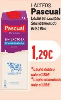 Hiperber PASCUAL Lácteos leche sin lactosa semidesnatada oferta