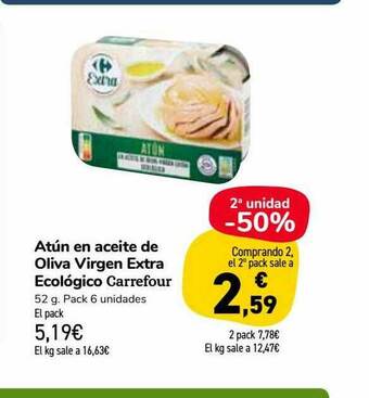 Carrefour Market Atún En Aceite De Oliva Virgen Extra Ecológico Carrefour oferta