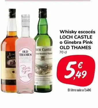 Carrefour Market Whisky Escocés Loch Castle O Ginebra Pink Old Thames oferta