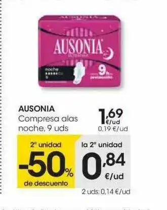 Eroski 2a Unidad -50% De Descuento Ausonia Compresa Alas Noche oferta