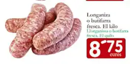 Supermercados Bip Bip Longaniza o butifarra fresca. oferta