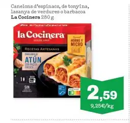 Sorli LA COCINERA Canelons d'espinacs, de tonyina, lasanya de verdures o barbacoa oferta